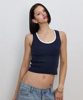 Too Much Tax Basic Sleeveless Top Navy Os