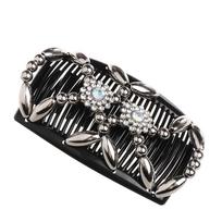 DIY Bun Maker Stretch Flower Crystal Magic Hair Comb Double Comb Elastic Hairpin Beaded Hair Clip sidabras