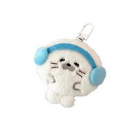Kawaii Plush Seal Pendant Cartoon Stuffed Doll Pendant Cute Fuzzy Seal Keychain  New Year Blue Headphone Style