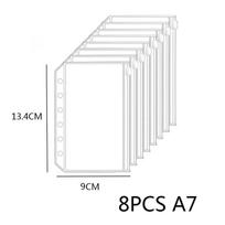 8PCS PVC Binder Pocket Cash Envelopes A5 A6 A7 Zipper Folders Pouches Money Organizer Budget Document Filing Loose Leaf Inserts A7 8pcs