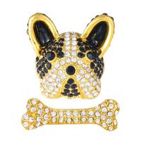Weiman Cute Animal Dog Bone Brooches Luxury Women Fashion Rhinestone Crystal Gold Plated Alloy Customize Designer Brooch Pins XD825115 auksas