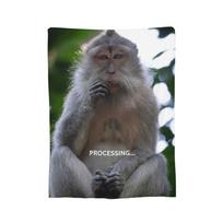 Processing Monkey Meme Thinking Animal Loading Blankets Flannel Autumn/Winter Super Warm Throw Blanket for Bed Outdoor Bedspread Size: 75*100cm, Weight: 230 GSM
