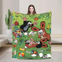 Czech Cartoon Krtek Mole Warm Cozy Blanket For Outdoor Casual Bedding Throws Winter Camping Flannel Bedspread Size: 75*100cm, Weight: 230 GSM