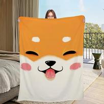 Cute Puppy Corgi cartoon Dog funny face Flannel warm comfort soft plush blanket for sofa living room office bedroom travel gift Size: 75*100cm, Weight: 230 GSM