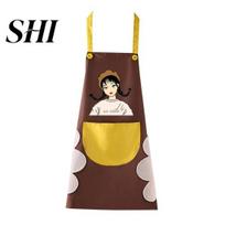 Waterproof Anti-Oil Sleeveless Cartoon Girl Waist Bib Pinafore Kitchen Apron 7