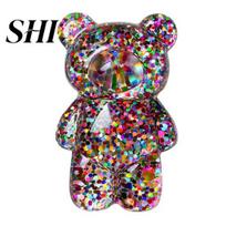 Folding Finger Stand Socket Mobile Phone Holder Cartoon Foldable Epoxy Sequins 3D Cute Bracket Bear Shaped Grip Tok for Desktop A