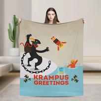 Linksmos Krampus siaubo itin šilta antklodė Dekoratyvinis pliušinis pledas Estetiškas namų dekoras Flanelinis patalynės užvalkalas Sofos lovos užvalkalas 75X95CM
