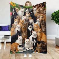 Vienas minkštas pledas su kačių grupe, puikiai tinkantis dovanoti kačių entuziastams Pledai 75X95CM