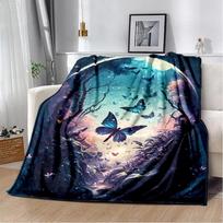 HD Fantazijos drugelio gėlės animacinis pledas, minkštas užklotas namams, miegamajam, lovai, sofai, iškylai, kelionėms, biurui, vaikams 75X95CM