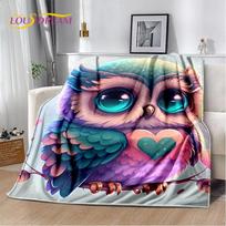 HD Mielas Spalvingas Pelėdos Animacinis Pledas, Minkštas Metamas Pledas Namams Miegamajam Lovai Sofai Piknikui Kelionėms Biuro Poilsio Užtiesalas Vaikams 75X95CM