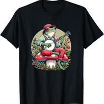 Banjo Froggy Fungi Serenade Cool Funny Frog Mystical Forest T-Shirt S įvairiaspalvis
