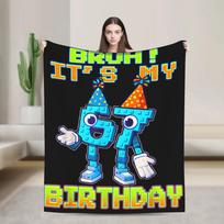 Six Seven Meme Italian Brainrot Birthday Plush Blanket Soft Flannel Throw for Girls Warm Bedspread for Outdoor Indoor Use Gift 75X95CM
