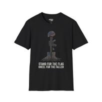 Stand for the Flag Kneel for the Fallen T-Shirt | Patriotic Military Memorial 2XL