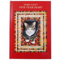 DearCars Ivory No Cute Cat Character Can be Started Made in Hardcover 5-Year Diary, Cats, Personalization, 1360-G02-010, Stylish, Diary, Anytime, raudona
