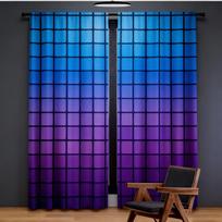 2Pcs Green Curtain Abstract Vibrant Square Pixel Mosaic Design Geometric Technology Grid Suitable For Bedroom Bathroom Living 60×150cm