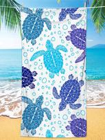 Blue Striped Tribal Turtle Beach Towel Microfiber Quick Dry Lightweight Absorbent Towel For Beach Pool Camping 50x100cm