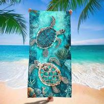 Turquoise Ocean Sea Turtle Print Beach Towel Quick Dry Absorbent Microfiber Towel for Swimming Pool Camping Beach Travel 50x100cm