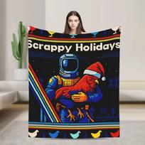 Arc Raiders Rooster Scrappy Holidays Merry Christmas Throw Blanket Super Warm Plush Couch Bed Flannel Bedspread Bed Cover Size: 75*100cm, Weight: 230 GSM