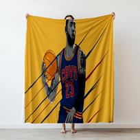 KING LeBron James Basketball Blanket Soft Cozy Throw for Living Room Bedroom Travel and Gifting Size: 75*100cm, Weight: 230 GSM