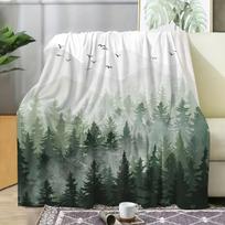 Serene Forest: A Cozy, Relaxing Blanket with Majestic Mountain and Pine Tree Design, Perfect for Snuggling and Calm Moments Size: 75*100cm, Weight: 230 GSM