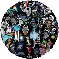50 vnt lipdukų paketas vandens buteliams, NASA logotipas Space Astronaut Vinilinis lipdukas, skirtas Hydroflask šalmui, nešiojamasis kompiuteris kompiuterinis telefonas riedlentė