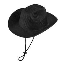 Retro one-word top top hat Western cowboy straw hat Versatile jazz hat Spring and summer men's and women's outdoor sun hat M（56-58cm） juoda