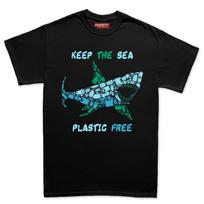 Mens Shark Plastic Mosaic Great White Hand Drawn Environment Protest T-Shirt Tee Top T-Shirt S