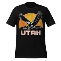Retro Utah Bald Eagle T-Shirt: Sunset Mountains Design 2XL
