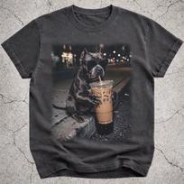 Funny Pitbull Drinking Iced Coffee Shirt, Dog Mom Gift, Pit Bull Lover Tee S