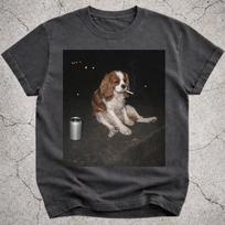 Cavalier King Charles Spaniel Smoking Meme Shirt, Cigarette Dog Tee, Funny Drunk Dog Photo T-Shirt, Gen Z Brainrot Dog Lover Gift S