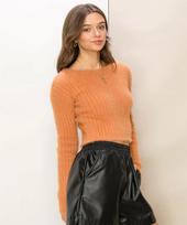 High Five Fudge Crop Sweater Tarp/S