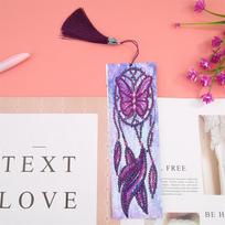 R-SQ133/196 Custom Dream Catcher Bookmark Mosaic Craft DIY 3D Diamond Painting Bookmarks with Leather and Crystal Material