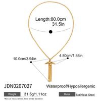 JoJo Classic Lab Created Glass Pearl Tassel Pendant 18K Gold Plated Stainless Steel Sweater Chain Floral Necklace Women's Gift 80cm