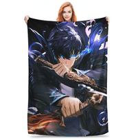 Solo S-ung Jin-woo Leveling Flannel Blanket Anime Novelty Throw Blankets for Home Hotel Sofa 200x150cm Quilt Size: 75*100cm, Weight: 230 GSM