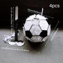 1 Set/4 Pieces 3D Football Pinata Kit with Streamers Birthday Party Surprise Game Favors Blindfold Sticks and Whisk Theme Celebrations 4pcs Football Piñata Set