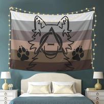 Grey Wolf Therian Flag Wolf Head Profile Horizontal Tapestry Wall Hanging Aesthetic Home Office Party Decor 100X70CM