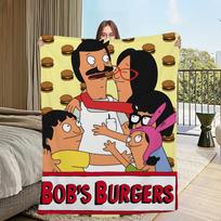 funny cartoon art b-Bobs b-Burgers Flannel warm comfort soft plush blanket for sofa living room office bedroom travel gift Size: 75*100cm, Weight: 230 GSM