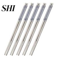 Chinese Stylish Non-slip Chopsticks 5 Pairs Food Stick Porcelain Pattern Anti-Slip Stainless Steel for Home with Blue mėlyna