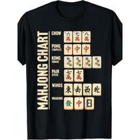 Mahjong Chart Graphic Tee Funny Asian Game Print Cotton Short Sleeve T-Shirt for Men S
