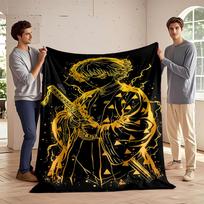 Glowing Yellow Outline of a Serious Figure with Lightning Effects. for All Seasons Blanket Lunch Break Throw Gift 75X95CM