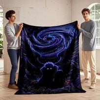 A Glowing Spiral Vortex with Celestial Patterns and Dark Winged Elements. for All Seasons Blanket Lunch Break Throw Gift 75X95CM