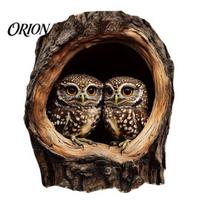 Easy Peel And Stick Murals 3D Tree Hollow Owl Wall Sticker, Realistic Forest Animal Decal, Waterproof PVC Decals Art Decor, for Living Room A