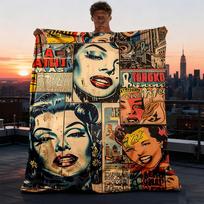1 vnt. Pop Art lauko personalizuotas flanelės pledas, minkštas, lengvas personalizuotas flanelės pledas, skaitmeninė spauda, 75X95CM
