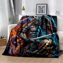 3D Japonų Samurajus Bushido Katana Animacinis Žaidimas Antklodė, Minkšta Mėtoma Antklodė Namams Miegamajam Lovai Sofai Kelionėms Piknikui Dangalas Vaikams 75X95CM