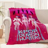 Anime Cool Art K-kpop D-demon H-hunters Flannel Warm Soft Plush Blanket for Sofa Living Room Hogar Bedroom Travel Gift Home 75X95CM