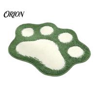Thickened Fluffy Bath Mat Cat Paw Mat, Non-Slip Soft Rug, Absorbent Cashmere-like Washable Cute Area Rug for Entrance Bathroom Bedroom Non-slip žalia