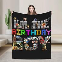 Im The Birthday Boy Italian Brainrot Meme Party Flannel Blanket Winter Soft Throw Blanket for Girls Living Room Bedspread 75X95CM