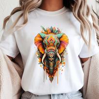Painted Elephant T-Shirt, Vibrant Animal Tee, Custom Elephant Shirt, Gift For Her L