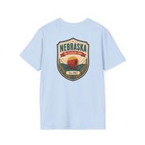 Nebraska Prairie T-Shirt | Vintage Mid-Century Travel Luggage Tag Tee | Cornhusker State Souvenir | NE Road Trip Gift 3XL