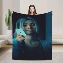 A-Alice In Borderland -Chishiya Girls Boys Plush Throw Blanket Street Trend Living Room Flannel Bedspread Sofa Bed Cover Size: 75*100cm, Weight: 230 GSM